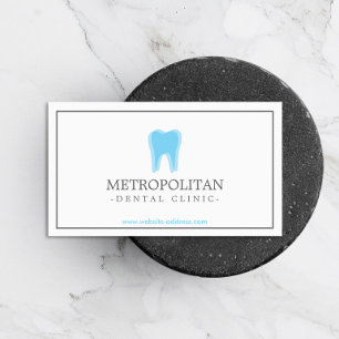 Classic Modern Dentist Tooth Logo on White Business Card