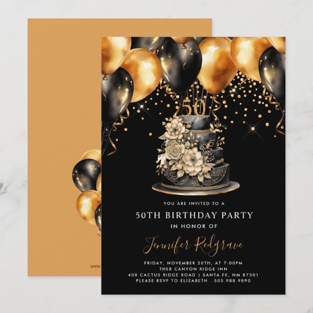 Classic Modern Elegant 50th Birthday Invitation (Front/Back)