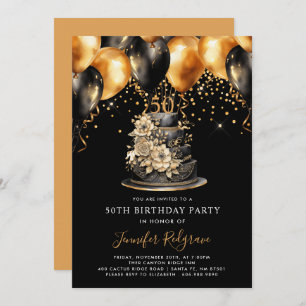 Classic Modern Elegant 50th Birthday Invitation