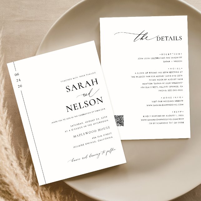 Classic Modern Elegant All In One QR Code Wedding Invitation (Creator Uploaded)