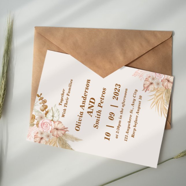 Classic Modern Elegant Minimalist Floral Wedding  Invitation (Creator Uploaded)