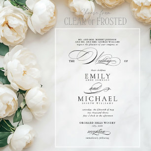 Classic Modern Elegant Script Wedding Acrylic Invitations