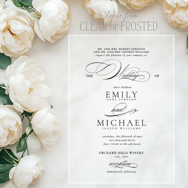 Classic Modern Elegant Script Wedding Acrylic Invitations (Creator Uploaded)