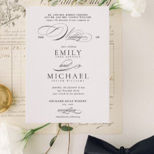 Classic Modern Elegant Script Wedding Invitation