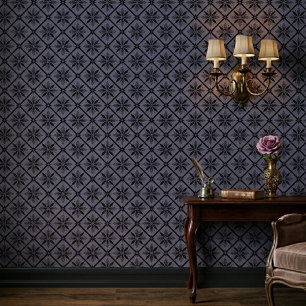 Classic Modern Floral Blue Pattern Wallpaper