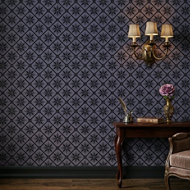Classic Modern Floral Blue Pattern Wallpaper (Creator Uploaded)
