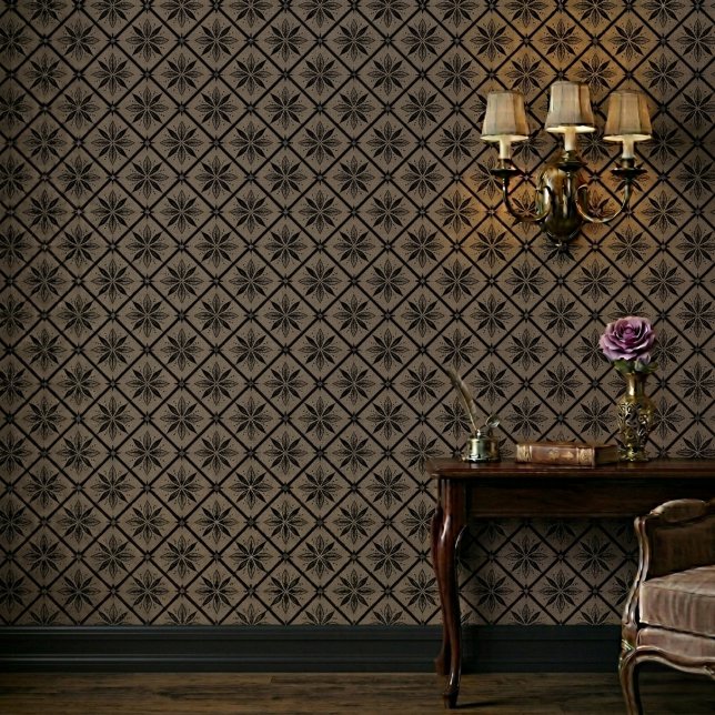 Classic Modern Floral Brown Pattern Wallpaper (Creator Uploaded)