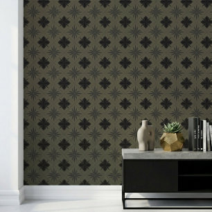 Classic Modern Floral Pattern Dark Mauve Wallpaper