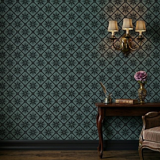 Classic Modern Floral Teal Pattern Wallpaper (Creator Uploaded)