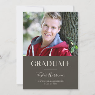 Classic Modern Graduate 1-Photo Graduation Party Invitation