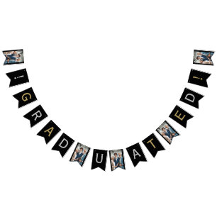 Classic Modern Graduated Photo Silver, Gold, Black Bunting