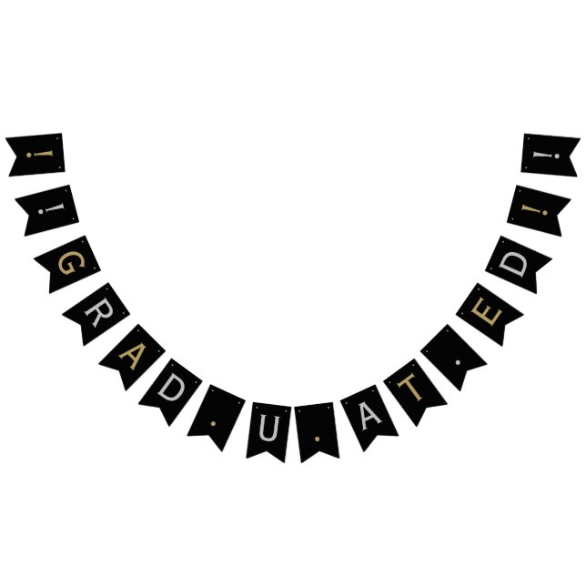 Classic Modern Graduated, Silver & Gold on Black  Bunting (All)