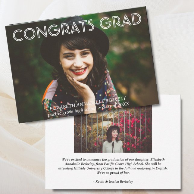 Classic Modern Graduation Photo Announcement Cards (Classic Modern Graduation Photo Announcement Cards)