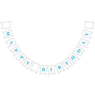 Classic Modern Happy Birthday Sky Blue Message Bunting