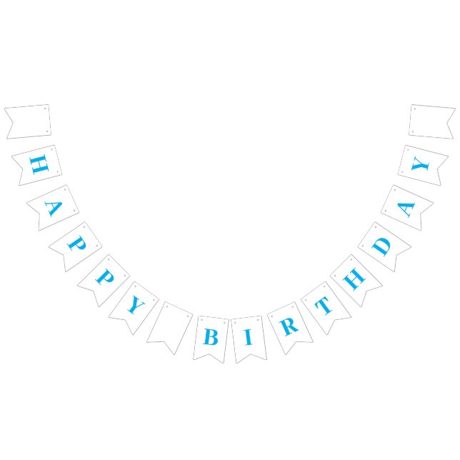 Classic Modern Happy Birthday Sky Blue Message  Bunting (All)