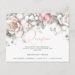 Classic Modern Ivory and Blush Floral Enclosure Card