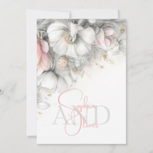 Classic Modern Ivory and Blush Floral Invitation