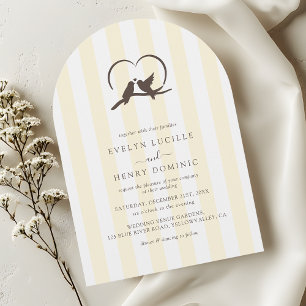 Classic Modern Ivory Birds Romantic Wedding Arch Invitation