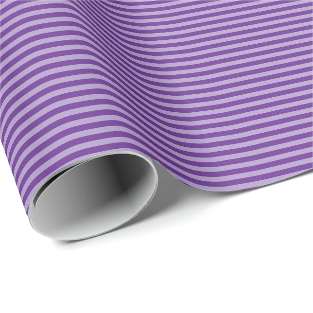 Classic Modern Light Purple and Purple Striped Wrapping Paper (Roll Corner)