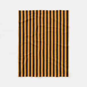 Classic Modern Minimal Black and Orange Striped  Fleece Blanket