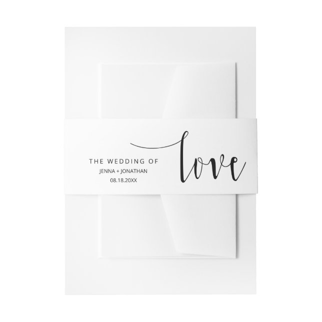 Classic Modern Minimal Calligraphy Script Wedding Invitation Belly Band (Front Example)