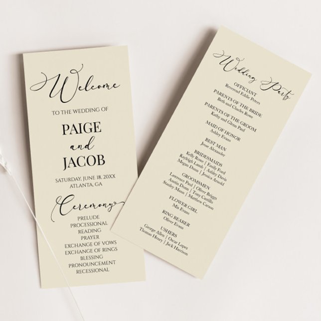 Classic Modern Minimal Minimalist Elegant Wedding Programme (Creator Uploaded)