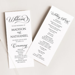 Classic Modern Minimal Minimalist Elegant Wedding Programme