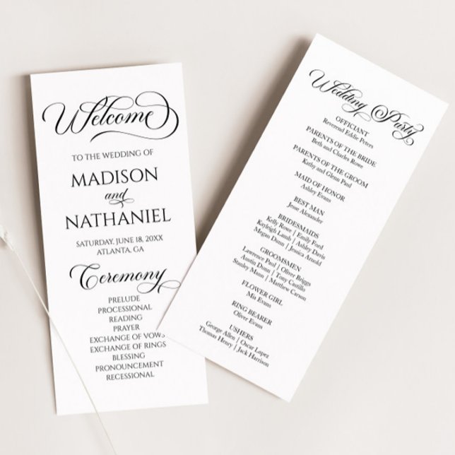 Classic Modern Minimal Minimalist Elegant Wedding Programme (Creator Uploaded)