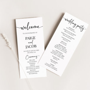 Classic Modern Minimal Minimalist Simple Wedding Programme