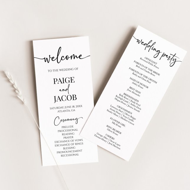 Classic Modern Minimal Minimalist Simple Wedding Programme (Creator Uploaded)