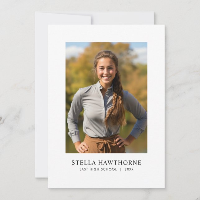 Classic Modern Minimal Photo Graduation Announcement (Front)