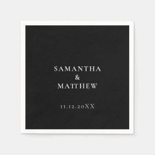 Classic Modern Minimalist Black Wedding Napkin