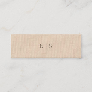Classic Modern Minimalist Brown Linen Background Mini Business Card