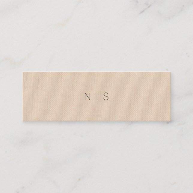 Classic Modern Minimalist Brown Linen Background Mini Business Card (Front)