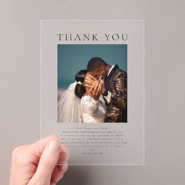 Classic Modern Minimalist Photo Wedding Acrylic Invitations (Insitu (Handheld))