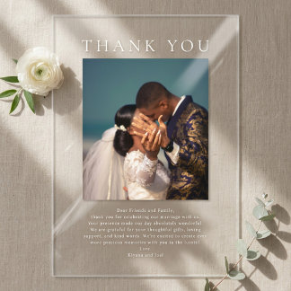 Classic Modern Minimalist Photo Wedding Thank You Acrylic Invitations