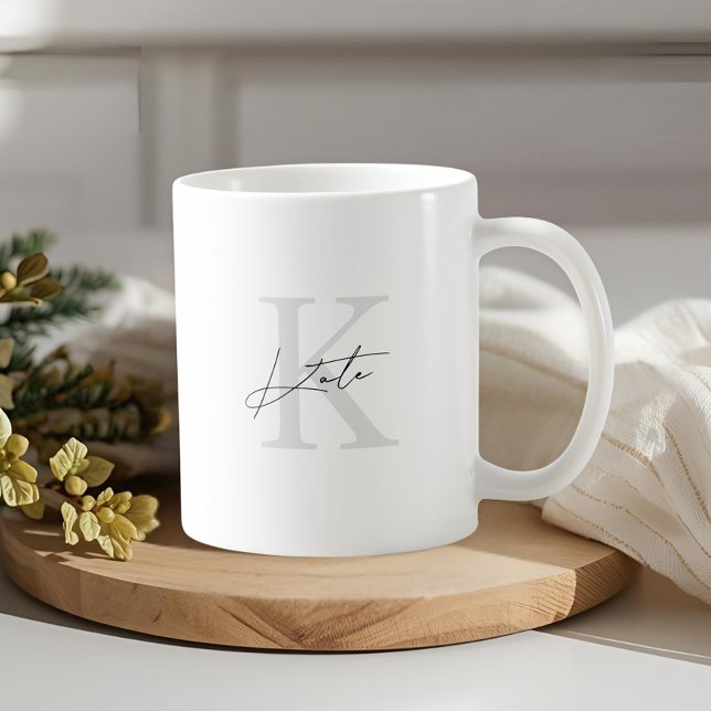 Classic Modern Monogram Bridesmaid Gift Coffee Mug (Creator Uploaded)