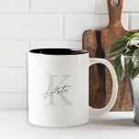 Classic Modern Monogram Bridesmaid Gift Coffee Mug<br><div class="desc">Custom-designed bridesmaid gift coffee mug featuring classic modern style monogram with custom initial and name.</div>