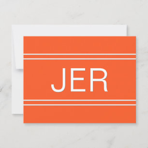 Classic Modern Monogrammed Name Initials Orange Card