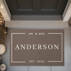 Classic Modern Mr. & Mrs. Wedding Gift Doormat