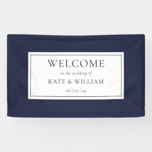 Classic Modern Navy Blue Wedding Welcome Banner