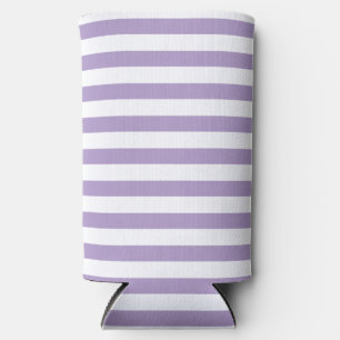 Classic Modern Pastel Light Purple White Striped Seltzer Can Cooler