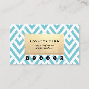 Classic Modern Pattern Gold Accent Blue Loyalty Business Card
