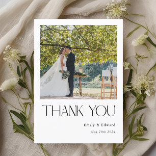 Classic Modern Photo Wedding Thank You Card