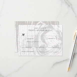 Classic Modern Rustic Wood Grain Winter Wedding RSVP Card