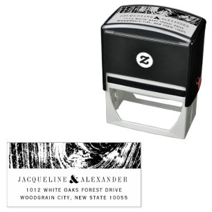 Classic Modern Rustic Wood Grain Winter Wedding Self-inking Stamp