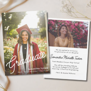 Classic Modern Script 2 Photo Graduation Announcement