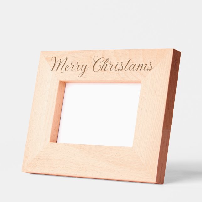Classic Modern Script Cursive Merry Christmas  Etched Frames (Left)