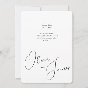Classic Modern Script Name Photo Rounded Wedding Invitation