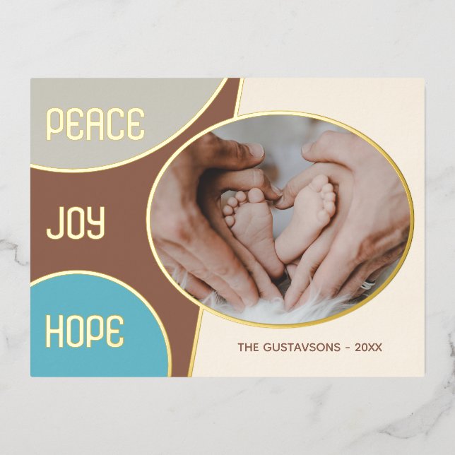 Classic Modern Seasons Greetings Gold Foil Holiday (Front)